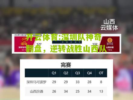 深圳队神奇翻盘，逆转战胜山西队